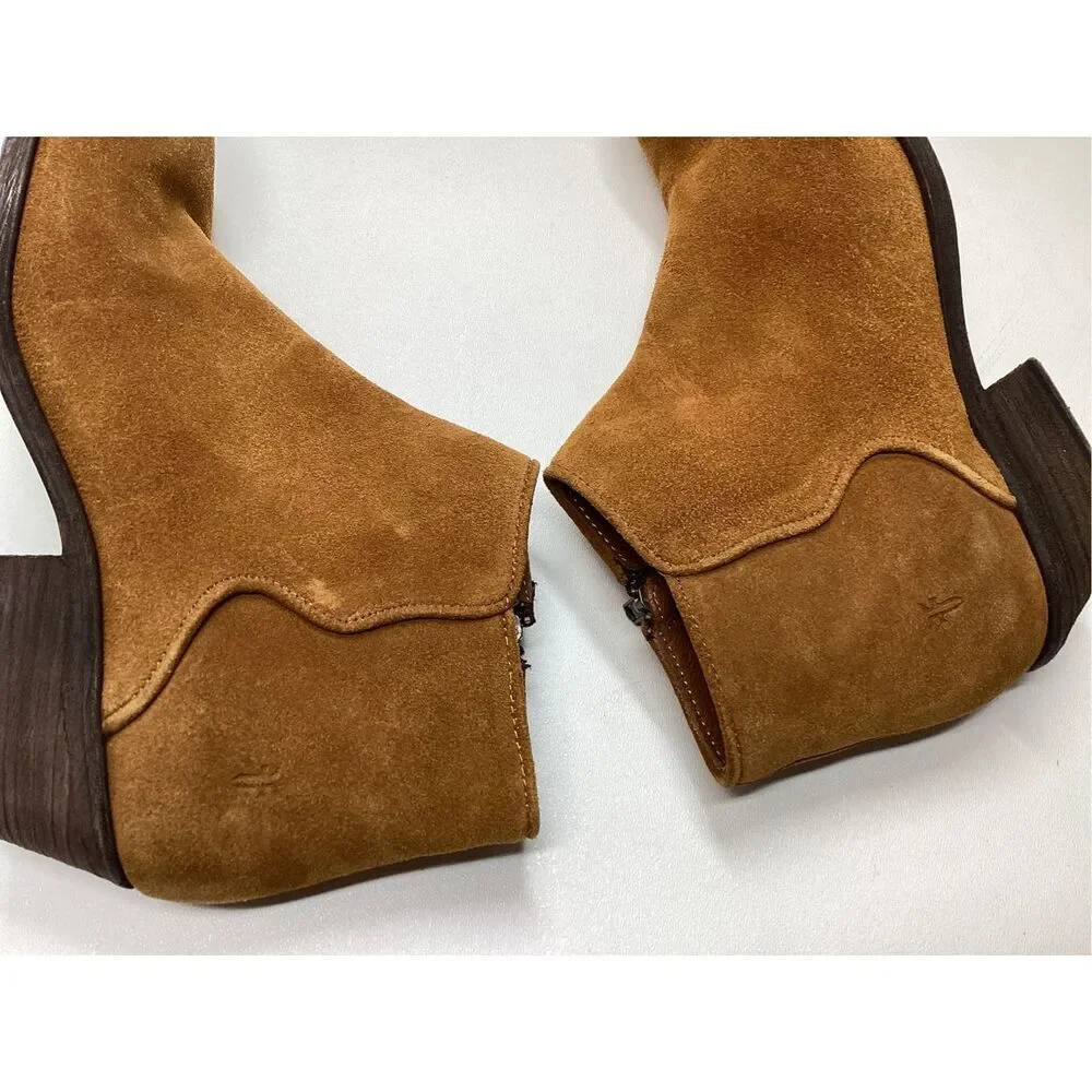Frye carson brown bronze piping suede boots‎